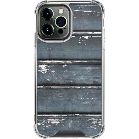 Chipped Blue Wood iPhone 13 Pro Max Clear Case